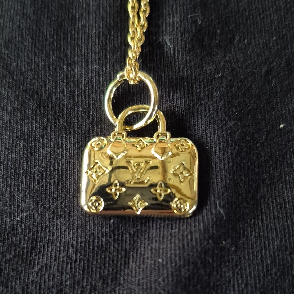 Authentic Louis Vuitton Gold Handbag Charm With Upcycled Chain #43 - Picture 2 of 2